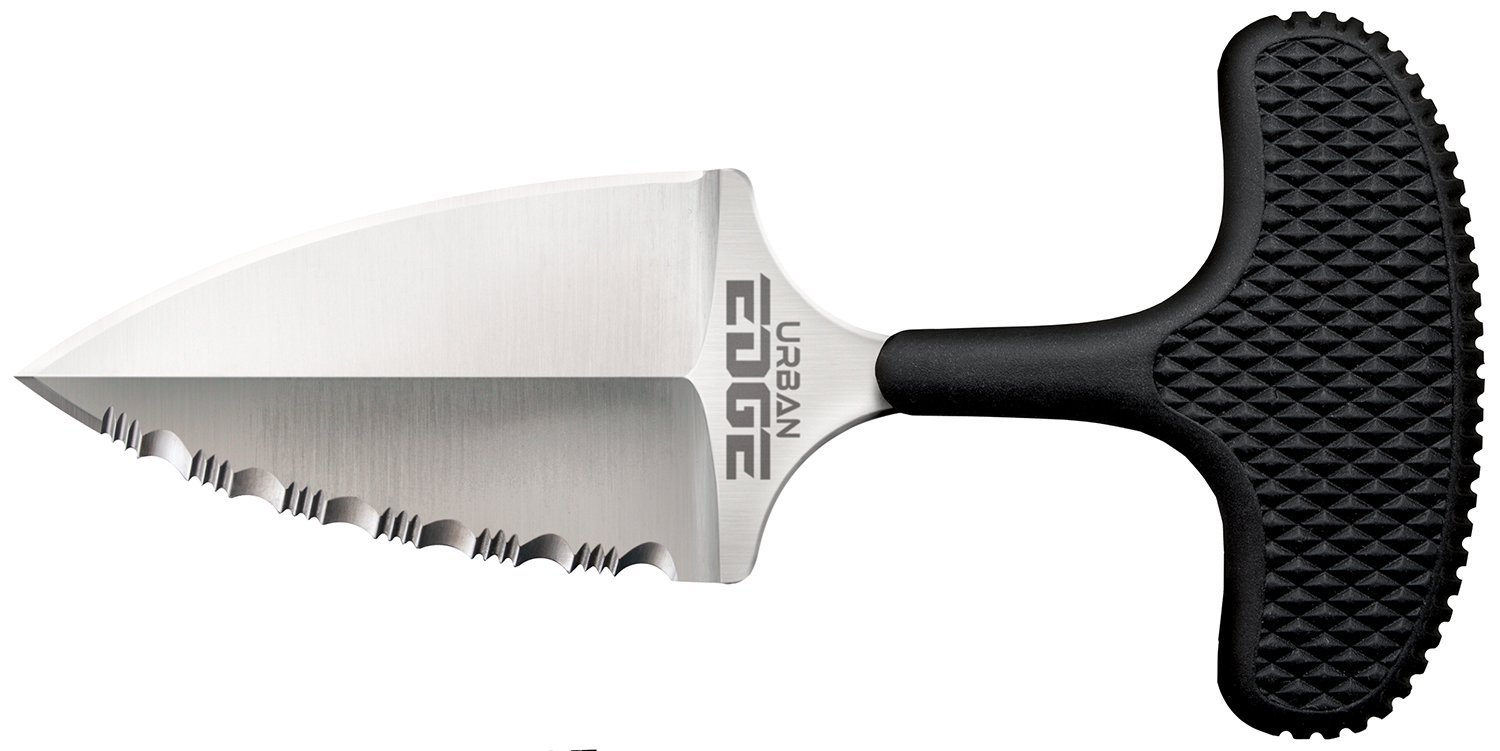 Cold Steel CS43XLS Urban Edge 2.50" Fixed Part Serrated Stone Washed Japanese AUS-8A SS Blade/Black Textured Kray-Ex Handle