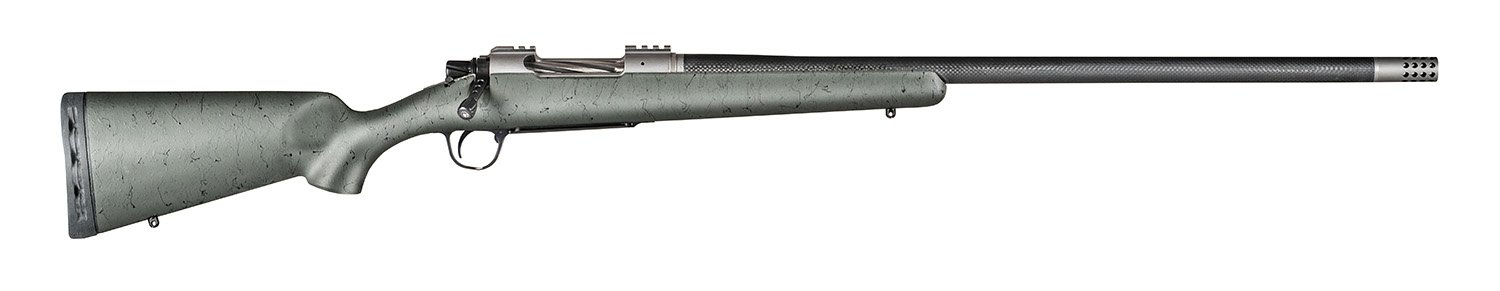 Christensen Arms CA10268315332 Summit TI Full Size 7mm Rem Mag 3+1, 26" Natural Titanium Steel Threaded Barrel, Natural Titanium Aluminum Receiver, Green w/Black Webbing Fixed Sporter Stock