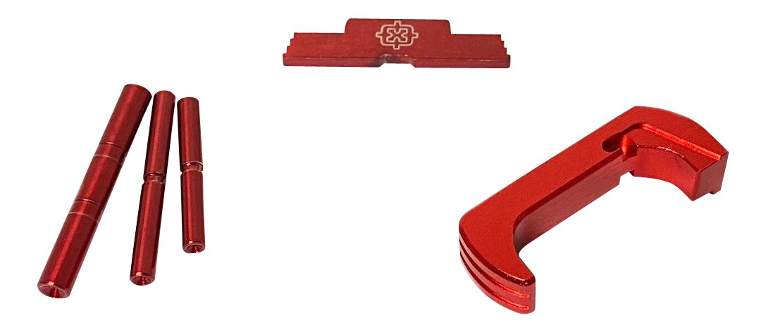 Cross Armory CRG5OKRD 3 Piece Kit  Extended Compatible w/ Glock 26 Gen5 Compatible w/Glock 17/19/26/34 Gen5 Red Anodized Steel/Aluminum