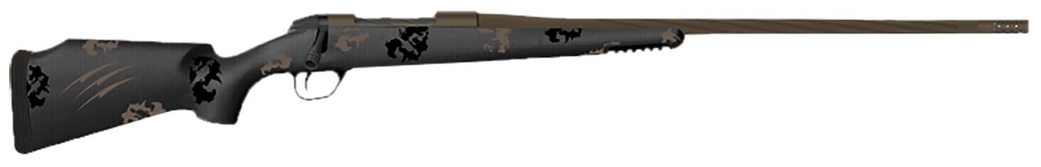 Fierce Firearms TWTROG300PRC20BT Twisted TI Rogue 300 PRC 20" Black Cerakote Steel Threaded Barrel, Black Cerakote Drilled & Tapped Titanium Receiver, LR Negative Comb Trophy Camo Carbon Fiber Stock
