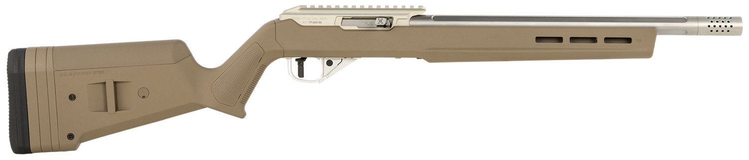 True Precision Inc TP1022FDE3SS TP/22  22 LR 16" Match Grade Barrel, Clear Coat Silver Anodized  Aluminum Receiver w/Picatinny Rail, M-LOK Forend, Flat Dark Earth Magpul Hunter X-22 Polymer Stock