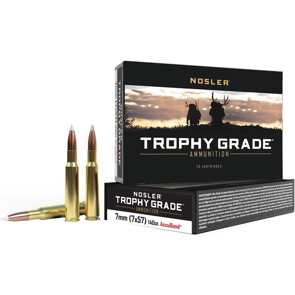 Nosler Trophy Grade Rifle Ammunition 7x57 Mauser 140 gr. AB SP 20 rd.