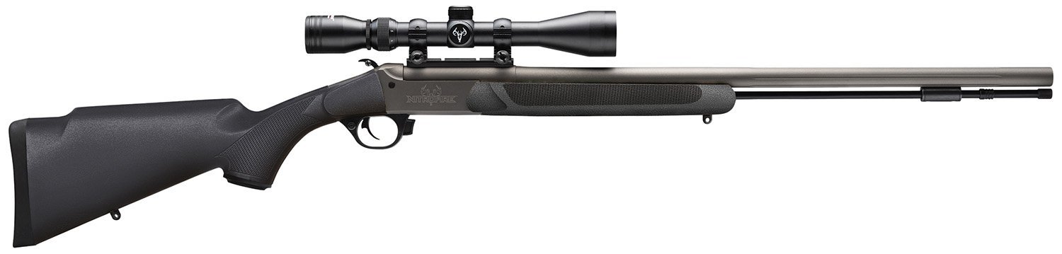 Traditions CR584110440 NitroFire w/Scope 50 Cal 209 Primer 26" Gray Cerakote Fluted & Tapered Barrel, Drilled & Tapped Receiver, Black Fixed Synthetic Stock, 3-9x40mm Duplex