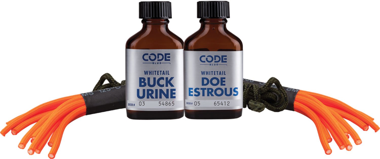 Code Blue OA1074 Double Drag Combo  Deer Attractant Doe In Estrus/Buck Urine 1 oz Bottles