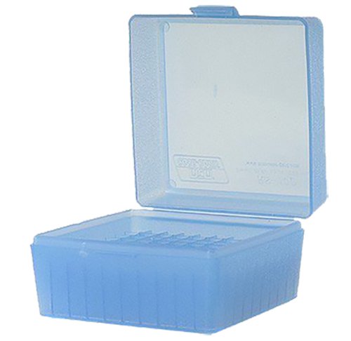 MTM Case-Gard RM10024 Ammo Box Flip-Top Multi-Caliber Rifle Clear Blue Polypropylene 100rd