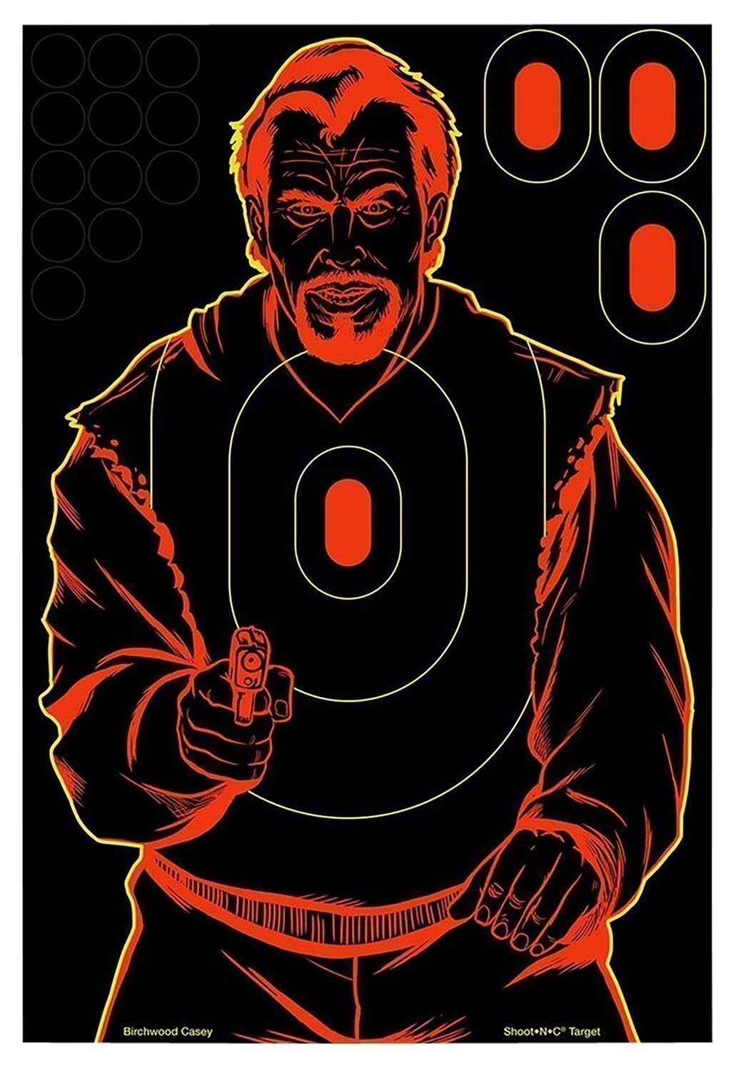 Birchwood Casey 34643 Shoot-N-C Reactive Target Self-Adhesive Paper Black/Red 12"x18" Bad Guy Silhouette 100 Pack
