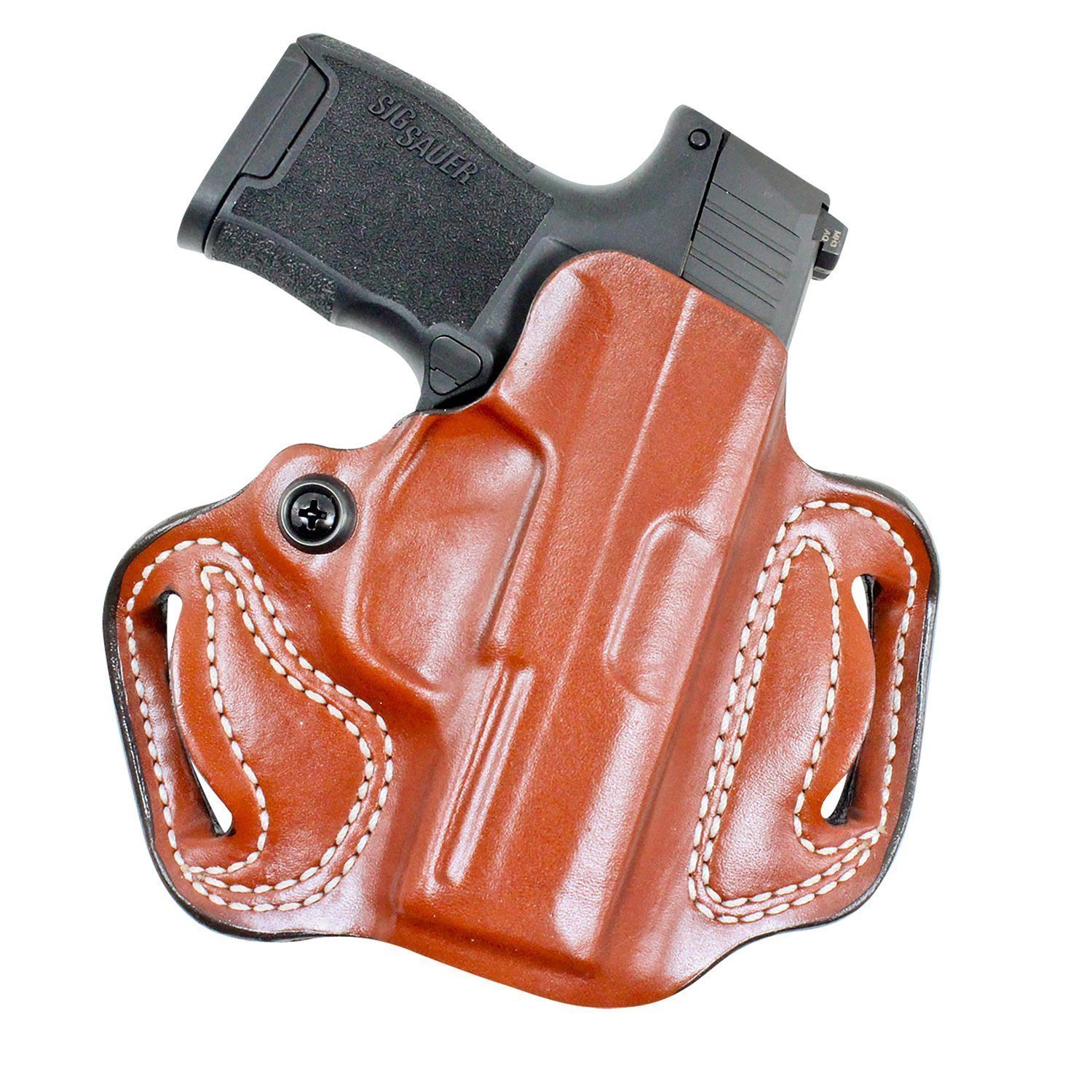 DeSantis Gunhide 086TA8JZ0 Mini Slide OWB Tan Leather Belt Slide Fits Sig P365 Belt 1.75" Wide Right Hand