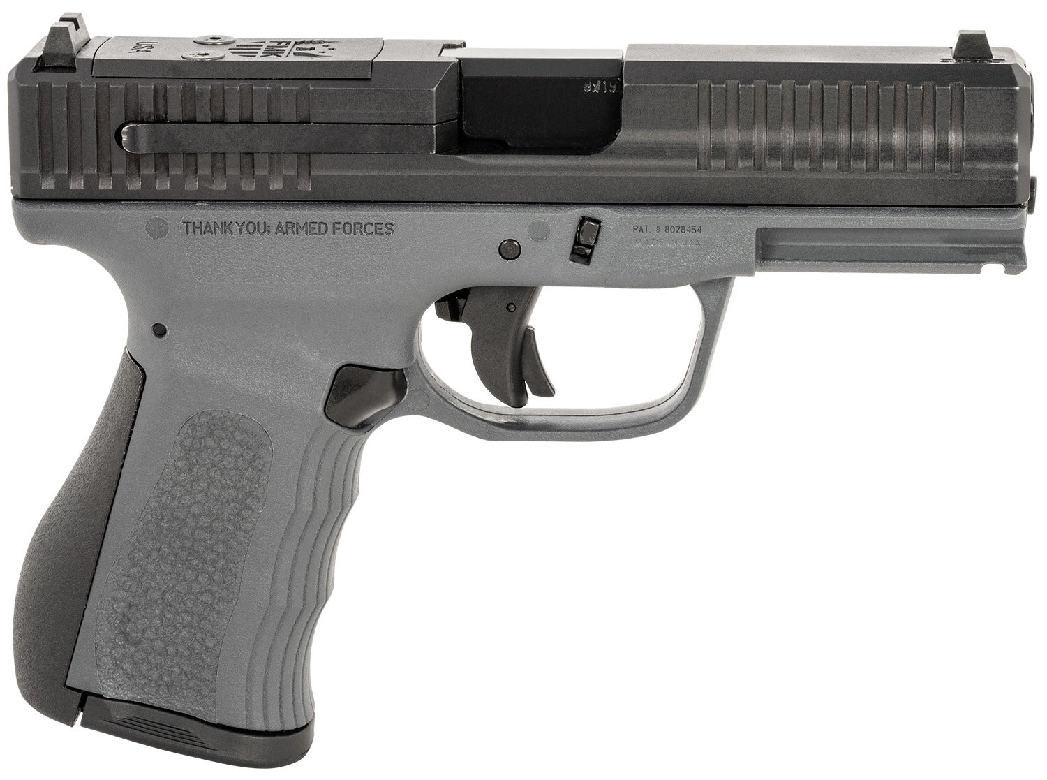 FMK FMKG49DG G3  9mm Luger 14+1 4" Stainless Steel Barrel, Black Optic Cut/Serrated Carbon Steel Slide, Dark Gray Polymer Frame w/Picatinny Rail, Black Backstrap Grip