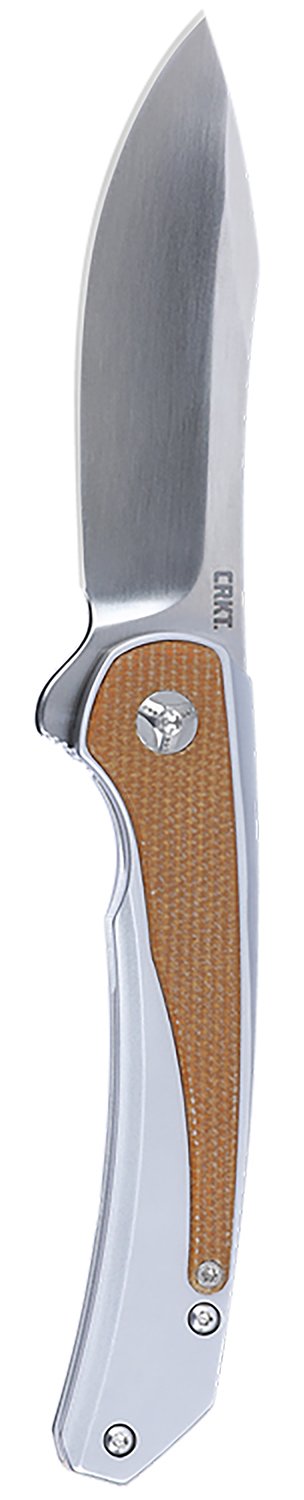 CRKT 6070 Padawan  3.01" Folding Wharncliffe Plain Brushed Satin 14C28N Steel Blade, SS w/G10 Coyote Tan Overlays Handle