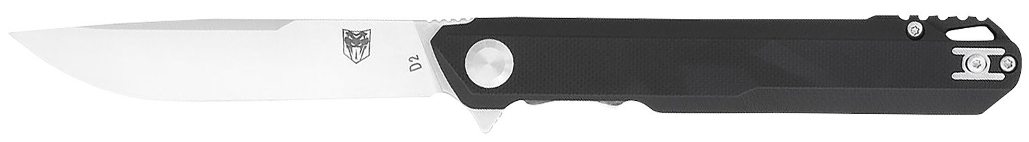 CobraTec Knives CTMONBLK Monarch  3.50" Folding Plain Satin D2 Steel Blade, 4.75" Black G10 Handle