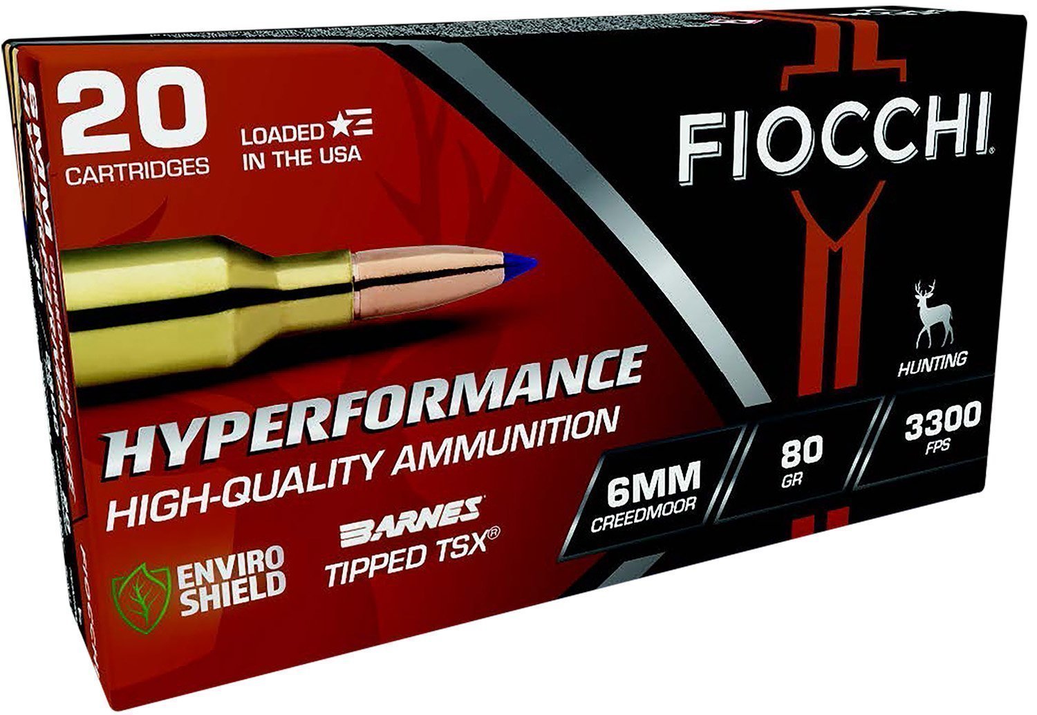 Fiocchi 6CMTT Hyperformance 6mmCreedmoor 80gr Barnes Tipped TSX 20 Per Box/10 Case