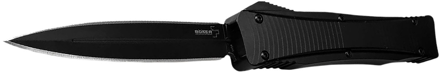 Boker 06EX244   3.39" Double Edge Dagger Plain Black D2 Steel Blade Aluminum Handle