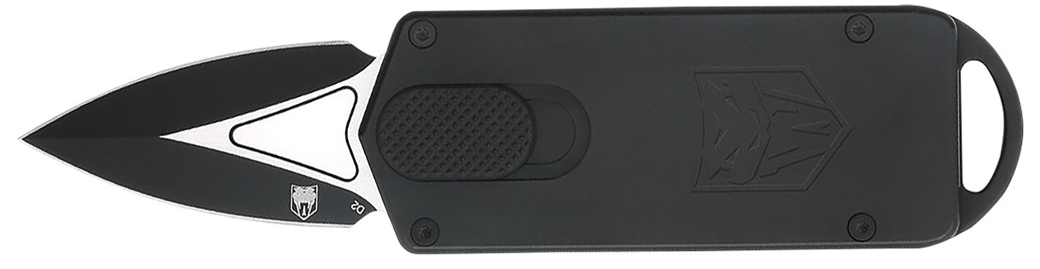 CobraTec Knives CTASPBLK ASP  1.94" OTF Dagger Plain D2 Steel Blade, 3.31" Black Aluminum Handle