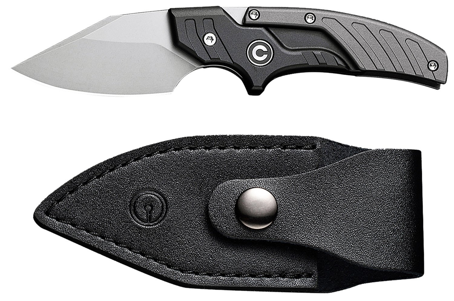 Civivi Knives C21036-3 Typhoeus  2.27" Adjustable Fixed Stonewashed Plain 14C28N Steel Blade, 3.98" Black/Gray Textured Aluminum Handle