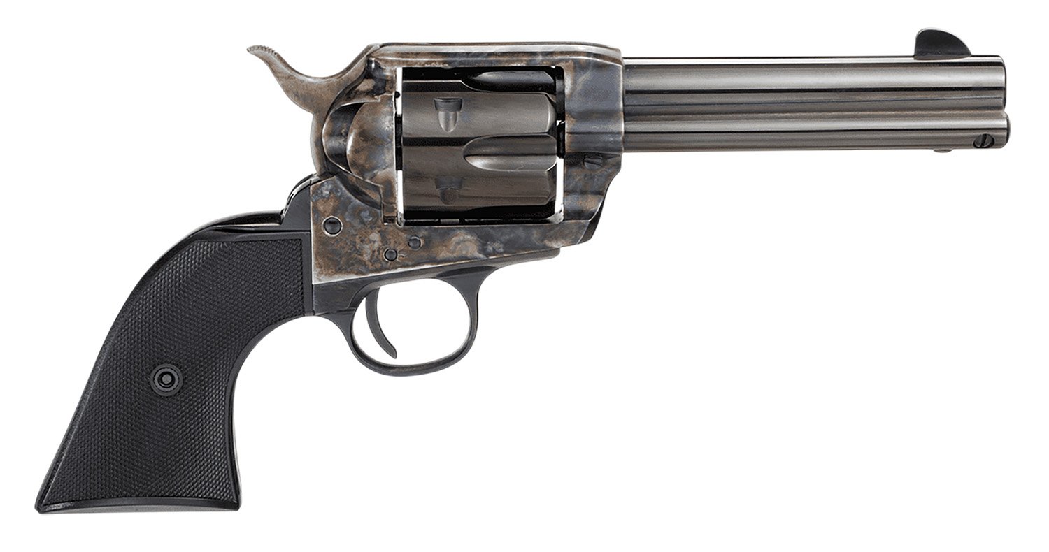 Taylors & Company 200109 1873 Pietta 9mm Luger 6 Shot 4.75" Blued Round Barrel, Blued Cylinder, Color Case Hardened Steel Frame, Black Checkered Plastic Navy Grip, Manual Safety, Exposed Hammer