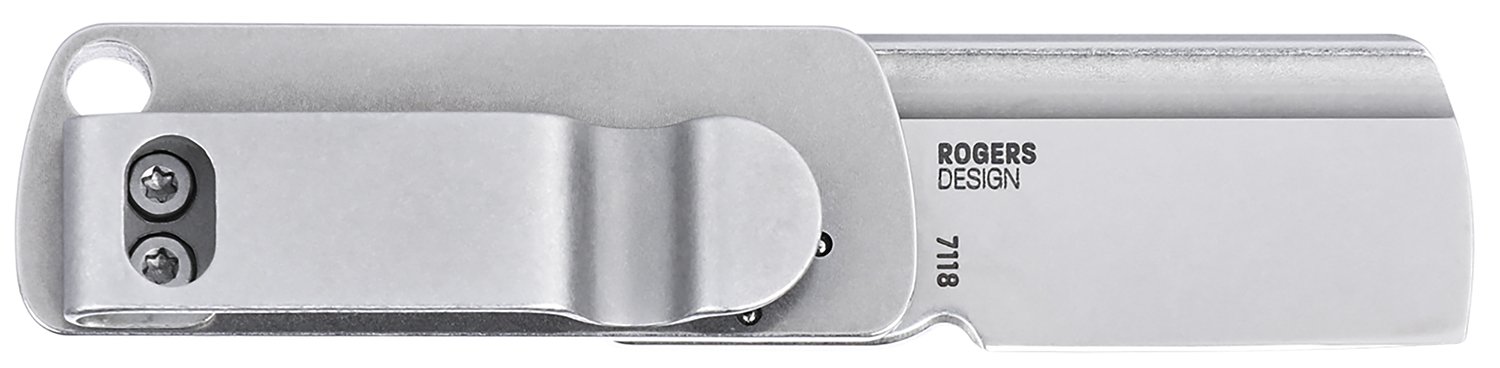 CRKT 7118 Box Key EDC 1.24" Folding Plain Stonewashed 12C27 Sandvik SS Blade, Stainless Steel Handle