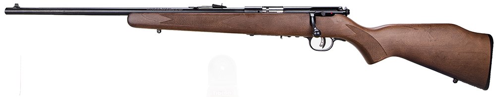 Savage Arms 95700 93 G Full Size 22 WMR 5+1 21" Matte Black Sporter Barrel, Matte Black Drilled & Tapped Carbon Steel Receiver, Satin Hardwood Fixed Stock, Left Hand