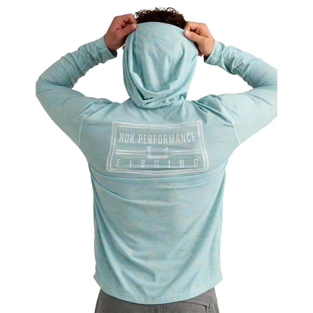 Huk Drift Performance Hoodie Long Sleeve Shirt Heron Blue S
