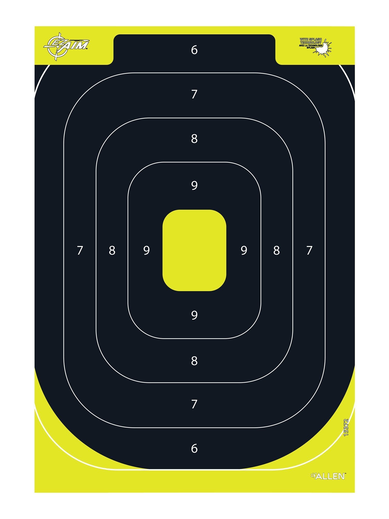 EZ-Aim 15372 Splash Reactive Target IPSC Silhouette Paper Hanging 12.50" W X 18.25" H Black/Yellow 8 Per Pkg