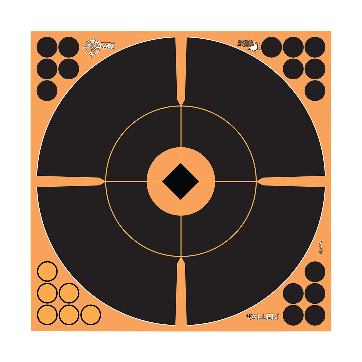 EZ-Aim 15376 Splash Reactive  Self-Adhesive Paper Black/Orange 12" Bullseye 5 Pack
