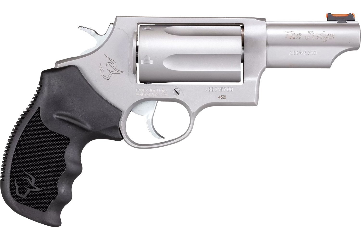 Taurus 2-441039T Judge  Compact 45 Colt (Long Colt)/410 Bore 5rd Shot 3" Matte Stainless Steel Barrel, Cylinder & Frame, Black Ribber Grip, Transfer Bar Safety, Exposed Hammer