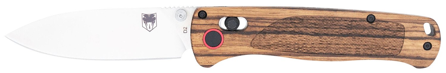 CobraTec Knives CTZWDBLDNS Bar Lock  3" Folding Plain Satin D2 Steel Blade, 4.25" Zebrawood Handle