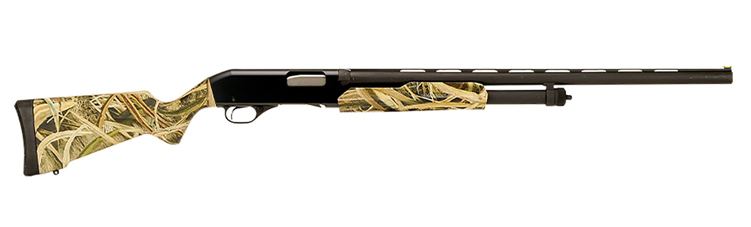 Stevens 22563 320 Field Compact 12 Gauge Pump 3" 5+1 26" Matte Black Vent Rib Barrel, Matte Black Aluminum Drilled & Tapped Receiver, Fixed Mossy Oak Shadow Grass Blades Synthetic Stock, Ambidextrous