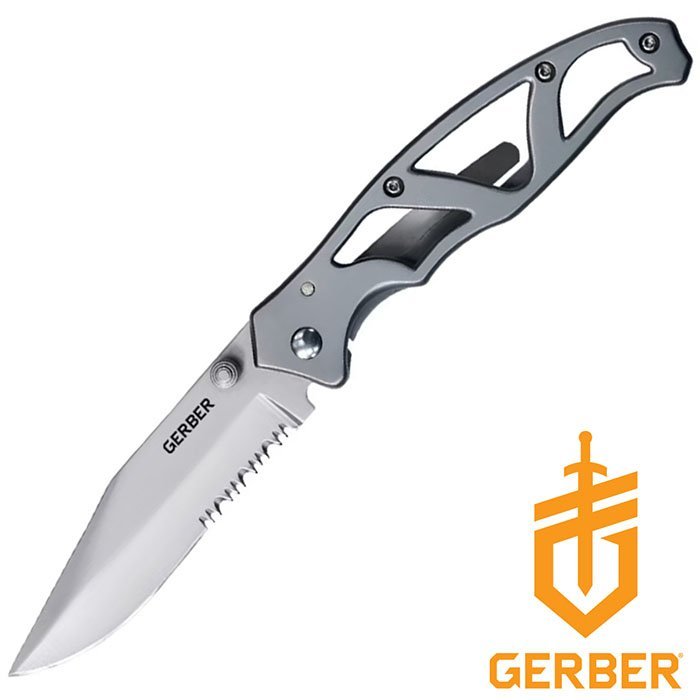 Paraframe II 3.53 inch Clip Point Serrated Bead Blast Blade Stainless Steel