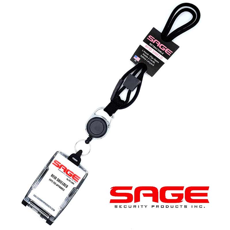 Security Badge Holder RFID Dual Sided and Retractable Black
