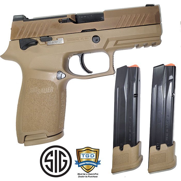 P320 M18 9MM 3.9 inch barrel 1-17 Round and 2-21Round Mags Coyote with Night Sig