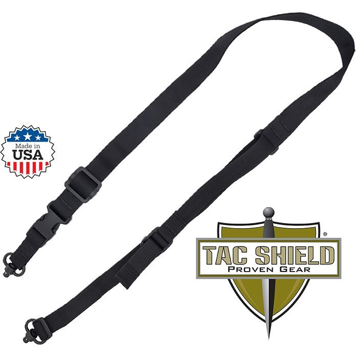 Warrior Sling 2n1 Web Quick Adjustment QD Push Button Swivel 1 1/4 inch Black