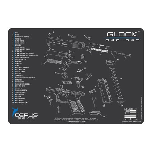 GLOCK 42-43 SCHEMATIC PROMAT - CHARCOAL GRAY/CERUS BLUE