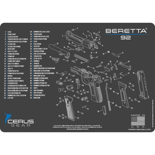 BERETTA 92 SCHEMATIC PROMAT - CHARCOAL GRAY/CERUS BLUE
