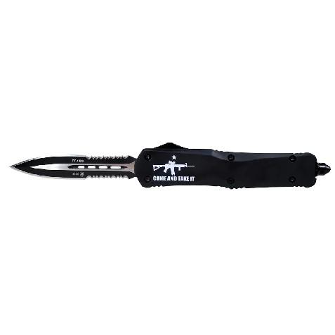Templar Knife Large Come And Take It AR OTF Knife 3-1/2" Serrated Dagger Black