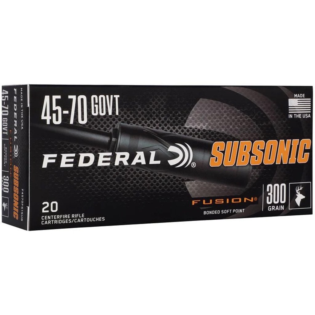 Federal Subsonic Rifle Ammo 45-70 Govt 300 gr. Fusion Subsonic 20 rd.