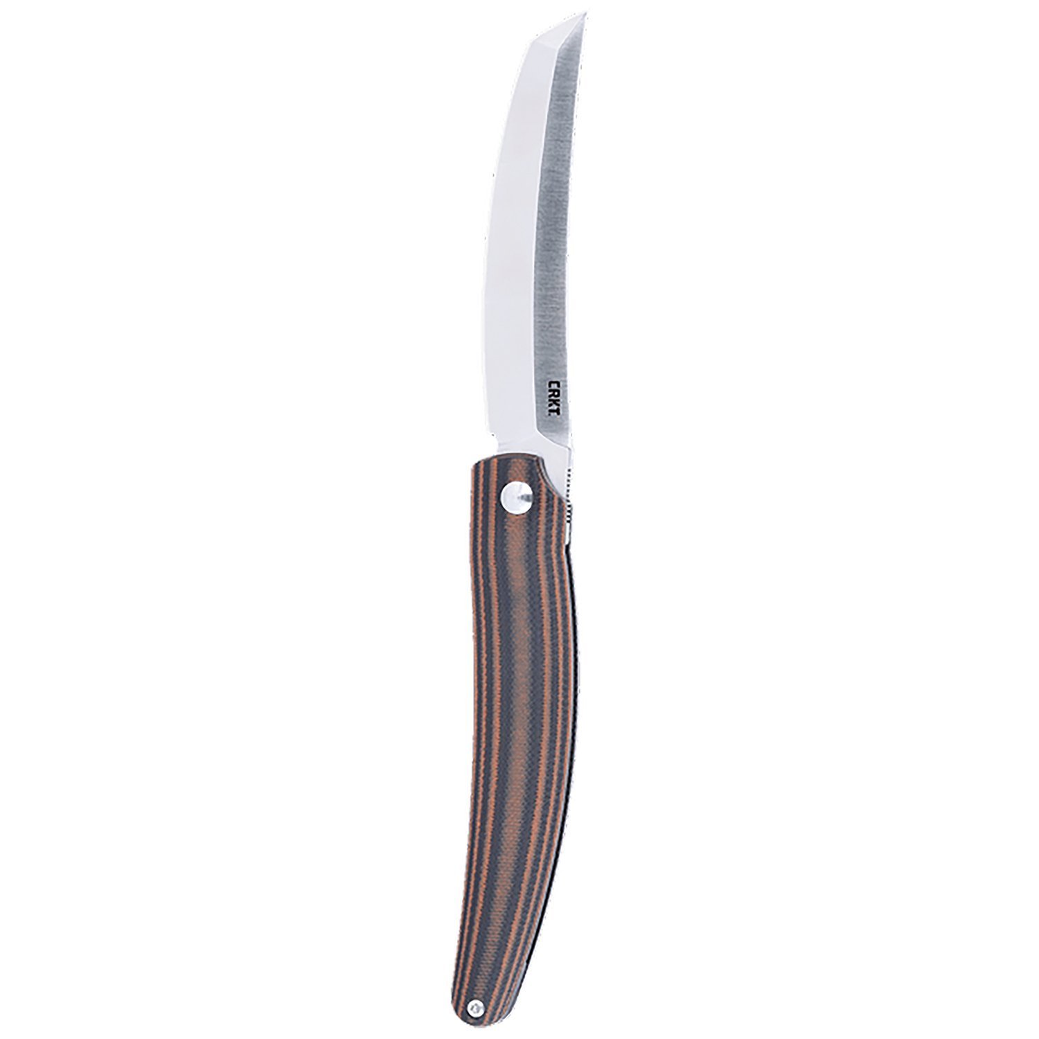 CRKT 5930 Ancestor  EDC 3.60" Folding Tanto Plain Satin D2 Steel Blade, Black/Brown Stripe G10 Handle