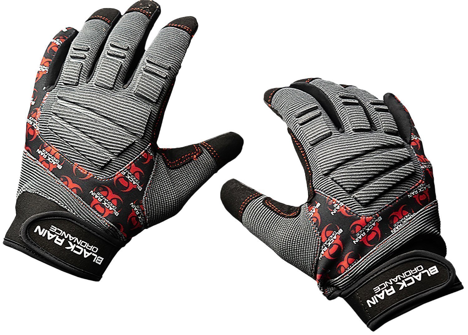 Black Rain Ordnance TACTGLOVEGRY/BLK/RDL Tactical Gloves  Black/Gray/Red Large Velcro