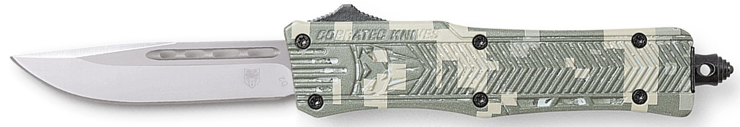 CobraTec Knives SADCCTK1SDNS CTK-1 American Flag Small 2.75" OTF Drop Point Plain D2 Steel Blade, 4.25" Digital Camo Aluminum Alloy Handle