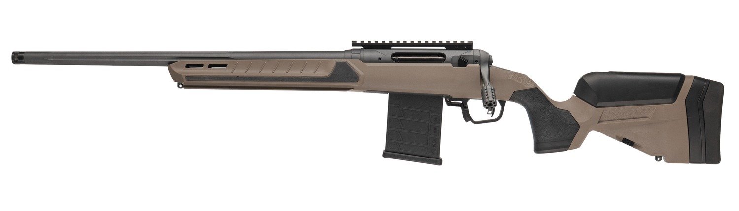 Savage Arms 32693 110 Core Tactical Full Size 6.5 PRC 7+1 24" Medium Heavy Fluted Barrel, Arca Rail Forend, Coyote Tan AccuStock w/AccuFit V2 Synthetic Stock, Left Hand
