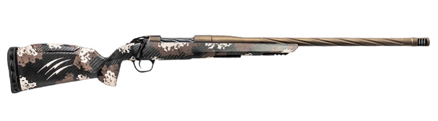 Fierce Firearms  Twisted 6.5 PRC Full Size 6.5 PRC 4+1 22" Smoked Bronze Cerakote Match Grade/Spiral Threaded Stainless Steel Barrel & Drilled & Tapped Receiver, Desert Shadow Camo Push Button Adj Com