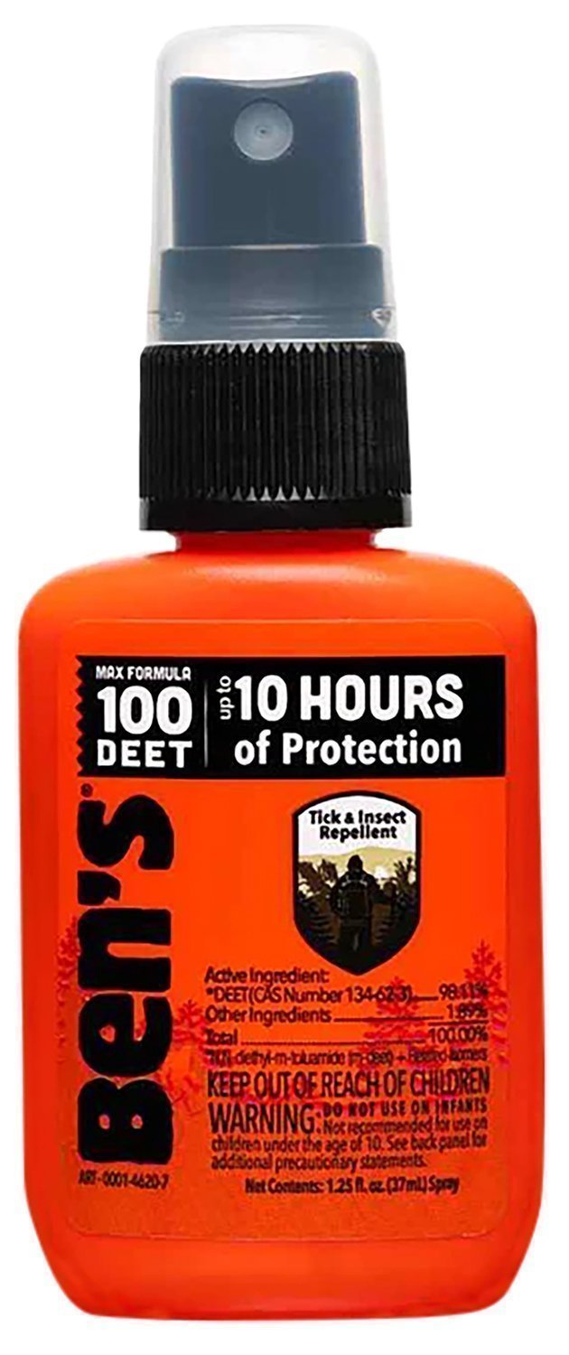 Ben's 00067070 100  Odorless Scent 1.25oz Spray Repels Ticks & Biting Insects Effective Up to 10 hrs