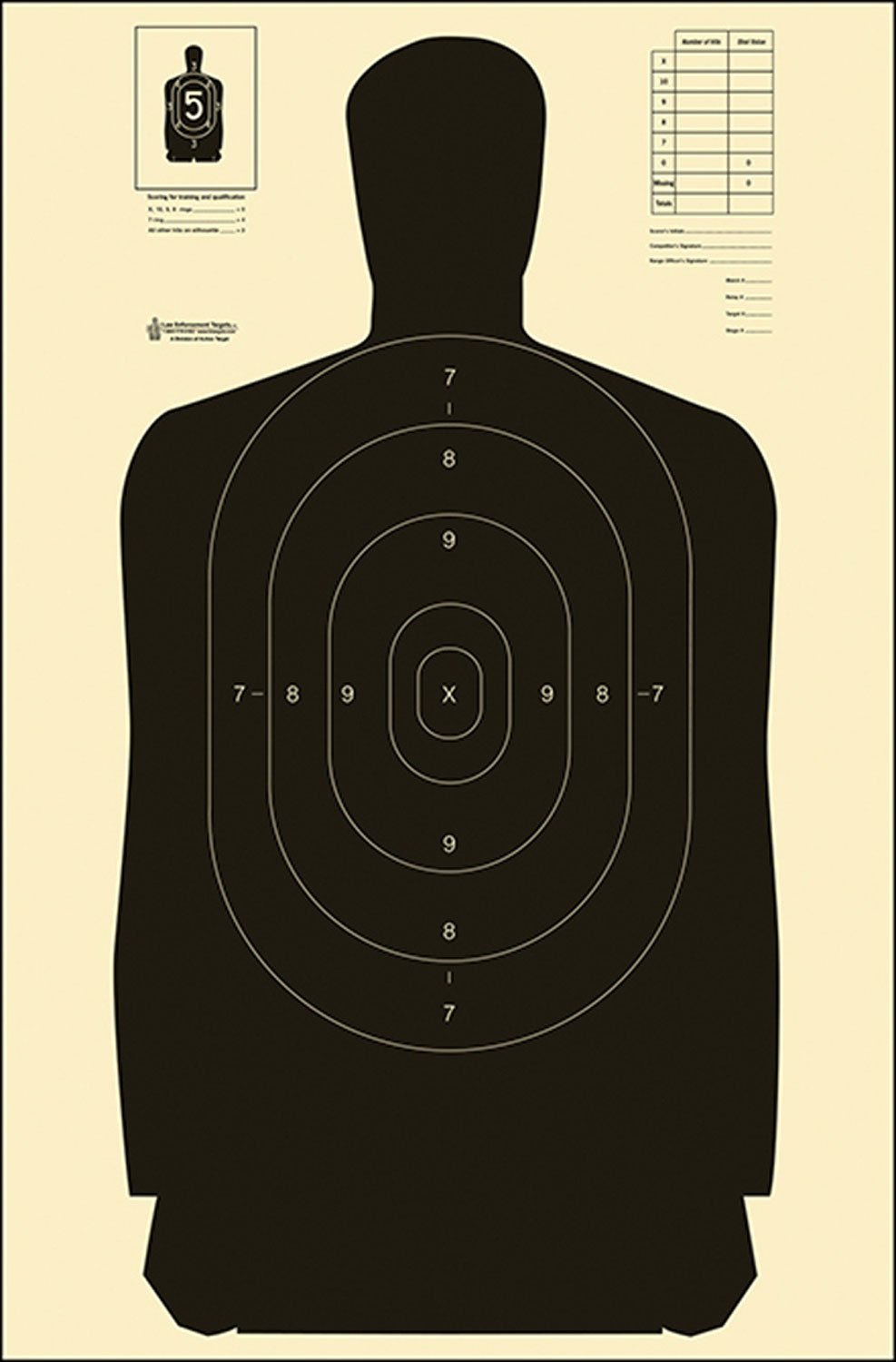 Action Target B27SBLACK100 Qualification Standard Silhouette Heavy Paper Hanging Black/White 100 Per Box