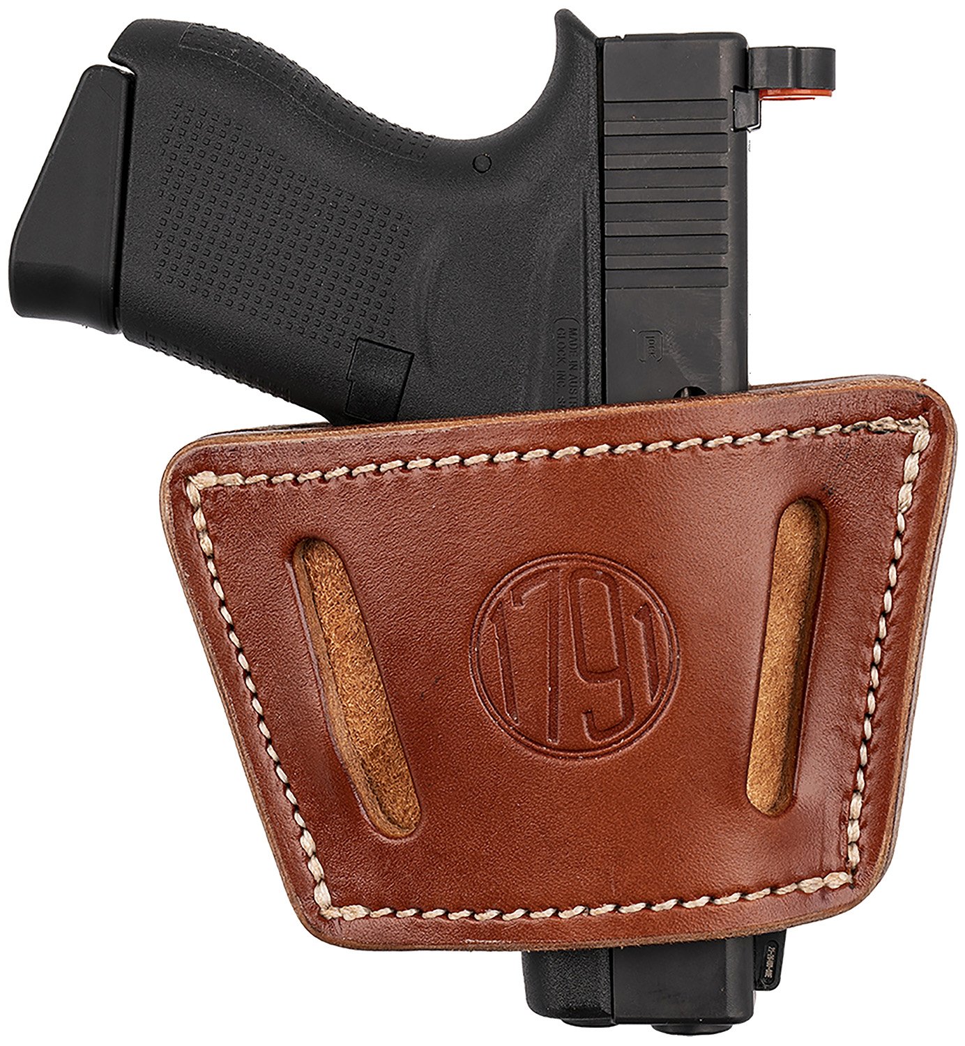 1791 Gunleather UIWCBRA UIW  IWB/OWB Classic Brown Leather Belt Clip Fits Most Small-Mid Frame Autos Ambidextrous