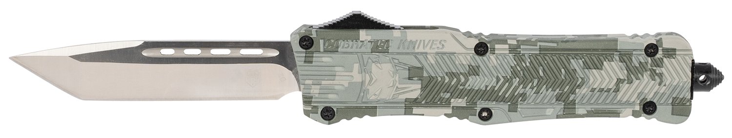 CobraTec Knives LADCCTK1LTNS CTK-1  Large 3.75" OTF Tanto Plain D2 Steel Blade/Army DigiCamo Aluminum Handle Features Glass Breaker Includes Pocket Clip