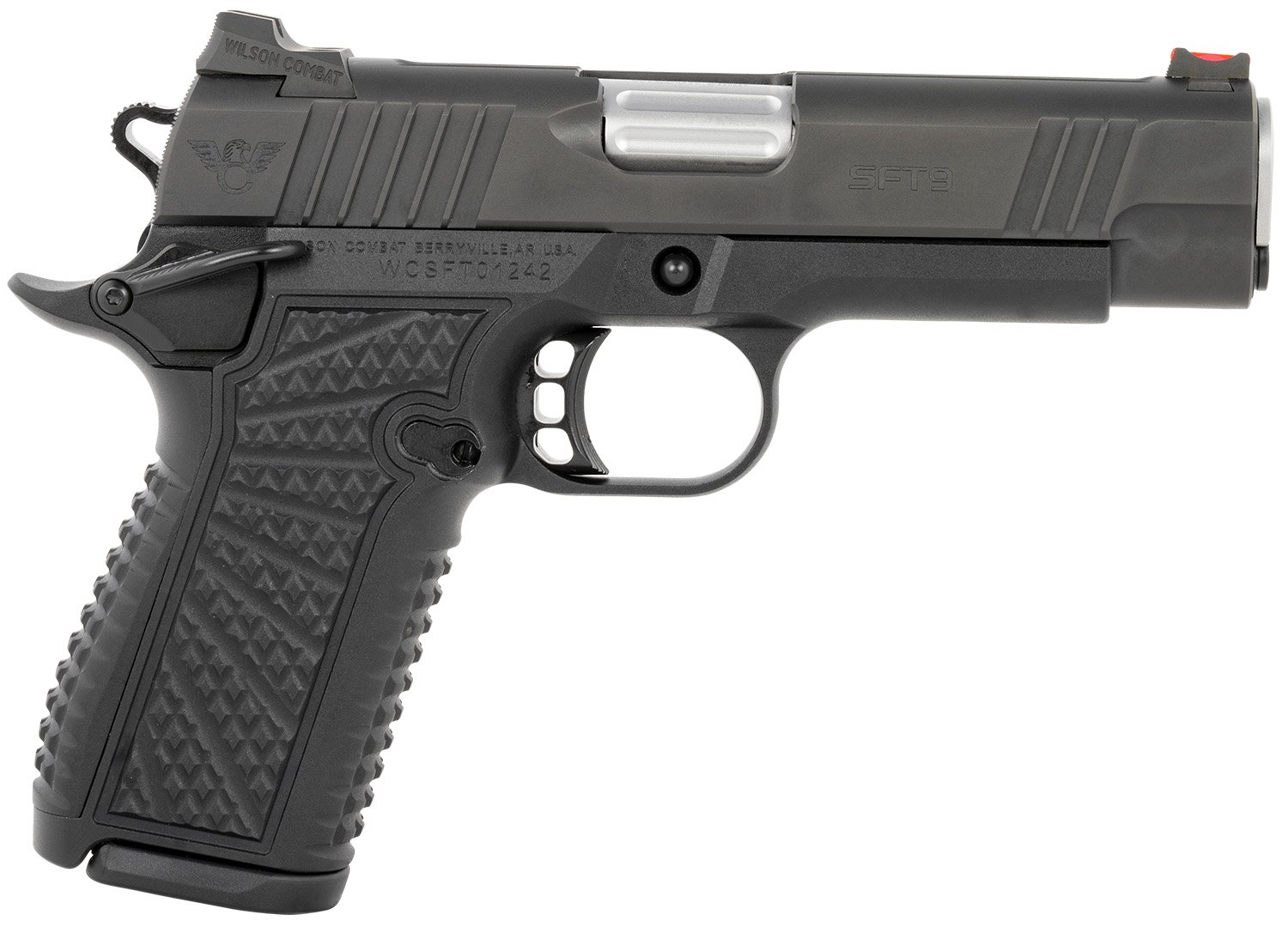 Wilson Combat SFT9CM42A SFT9  9mm Luger 15+1 (2) 4.25" Stainless, Black, Beavertail Frame, Integrated Grips, Fiber Optic Sights, Ambi Safety
