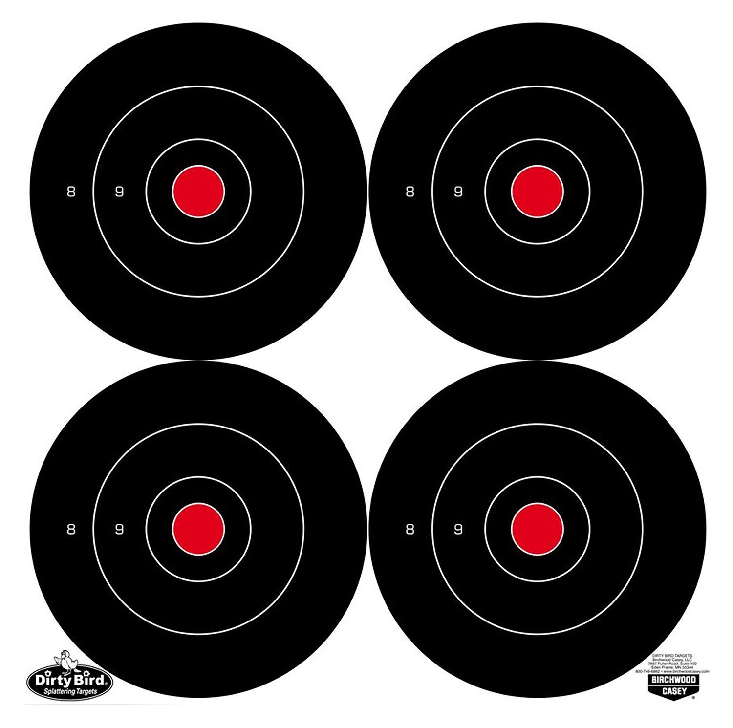 Birchwood Casey 35504 Dirty Bird  5.50" Bullseye Tagboard Hanging Black/White 12 PK