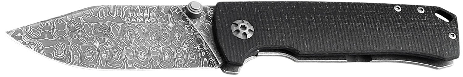 Boker 111103DAM Tiger-Damast  Pocket 3.35" Damascus Blade Micarta Handle