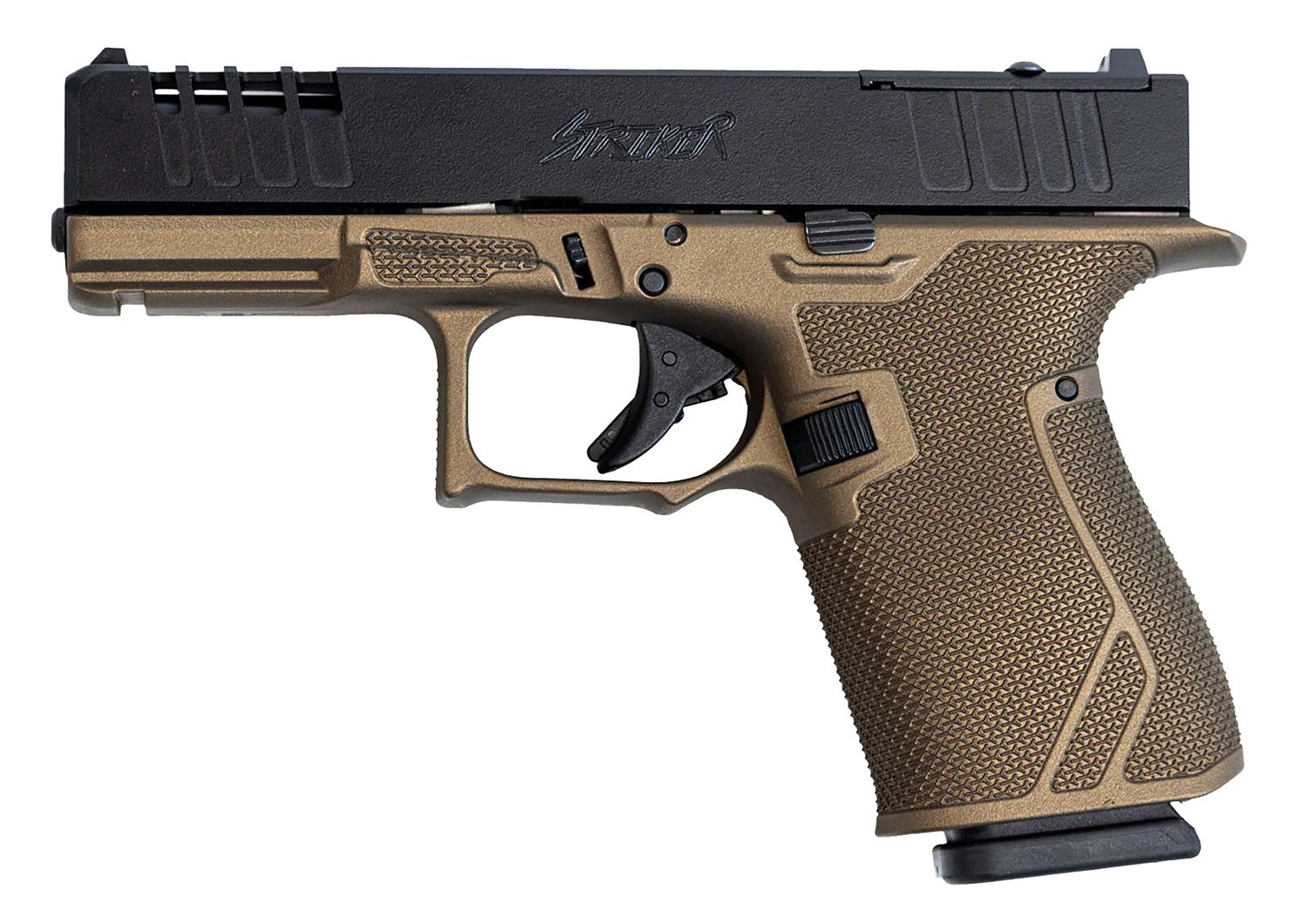 Great Lakes Firearms GL19BRZ Striker  Compact Frame 9mm Luger 15+1 4" Black Nitride Steel Barrel, Black Cerakote Serrated w/Slide Cuts Steel Slide, Bronze Cerakote Polymer Frame & Grip, Ambidextrous