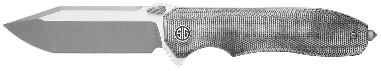 Sig Sauer Knives VA9SBT Validus  3.78" Folding Modified Tanto Plain Dark Acid Stonewash/Satin M390 Steel Blade, 4.76" Salt & Pepper Canvas Micarta Handle