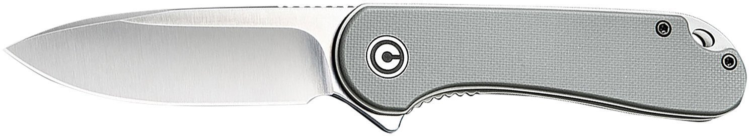 Civivi Knives C907B Elementum  2.96" Folding Tanto Plain Black Stonewashed D2 Steel Blade, 4.03" Gray Textured Micarta Handle